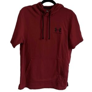 Under Armour Men’s Short Sleeve Hooded T Shirt Pullover Solid Red Medium Cotton